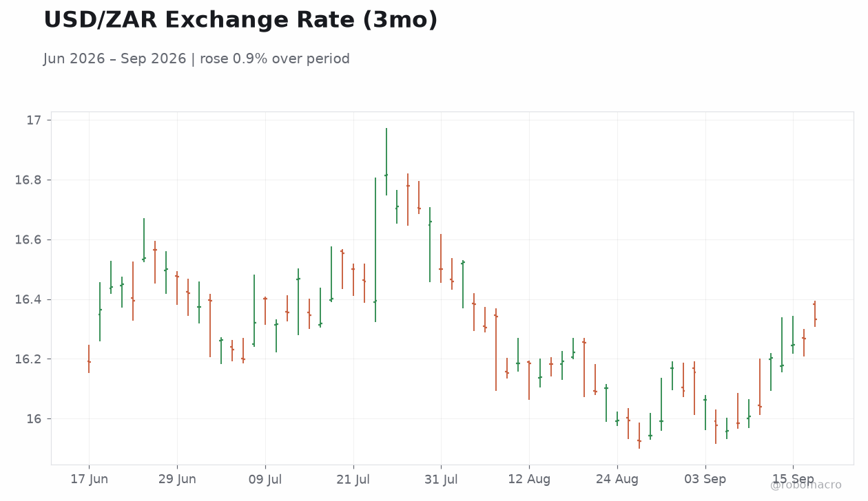 USD/ZAR Exchange Rate (3mo)