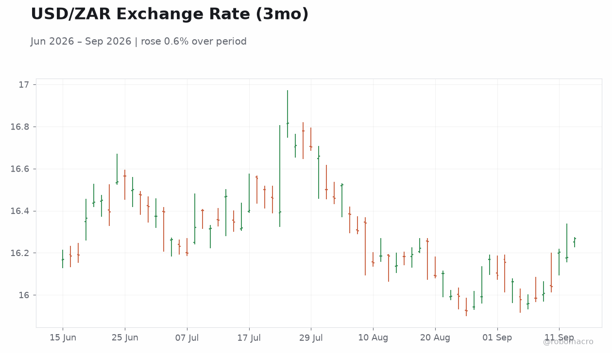 USD/ZAR Exchange Rate (3mo)
